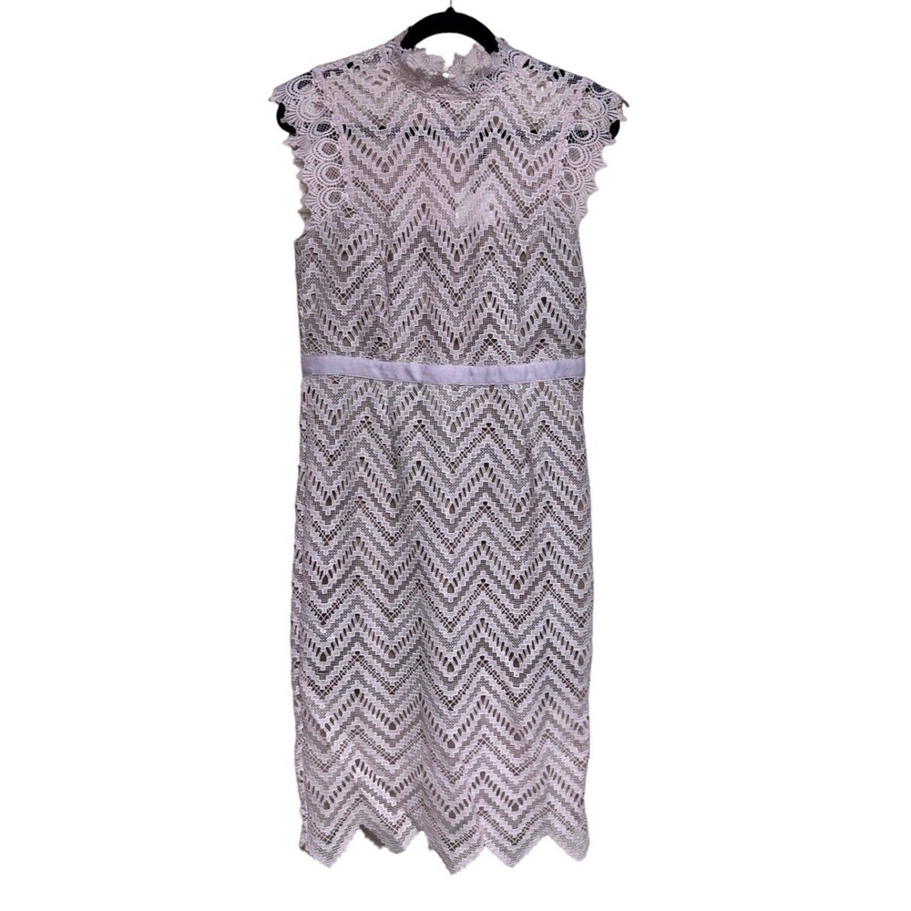 Bardot Lace Sleeveless High-Neck Sheath Midi Dress Soft Pink Women’s‎ Size 8